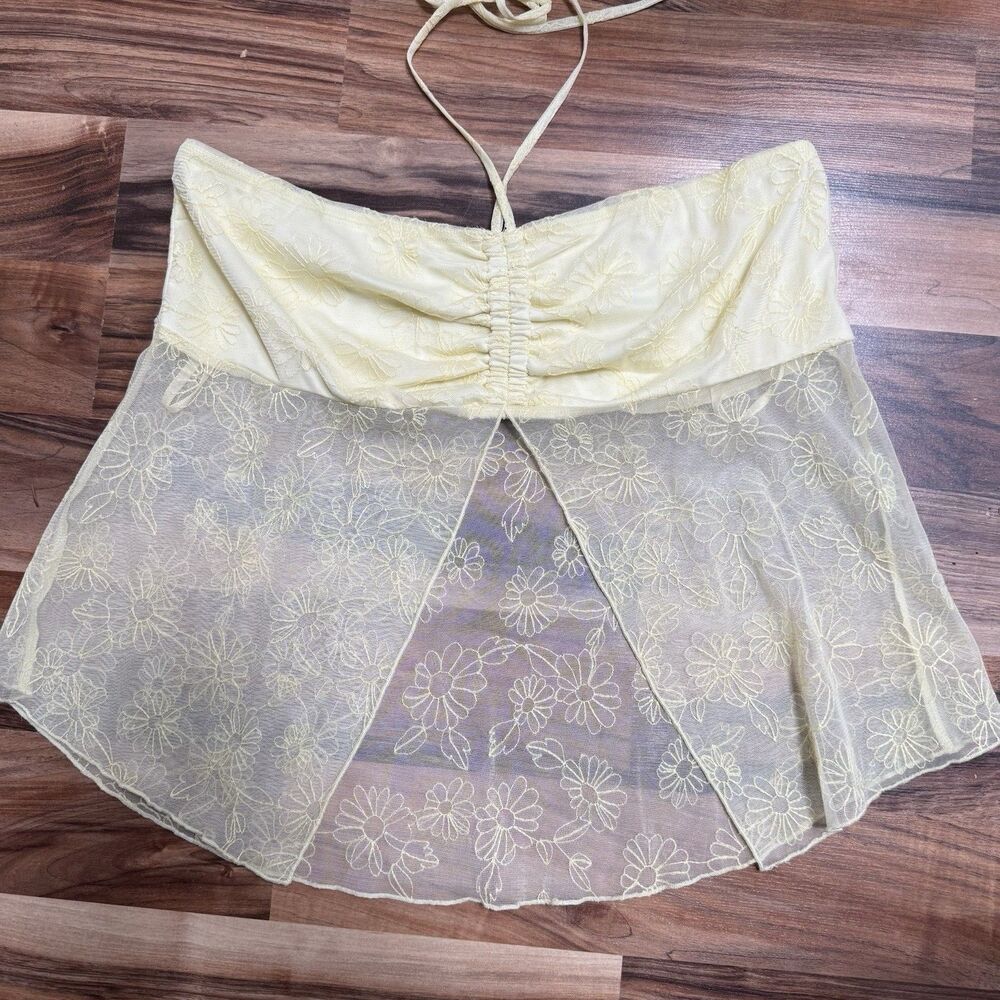 Love On A Hanger Yellow Daisy Lace Babydoll Cami Top Size XL Coquette Fairy NWT
